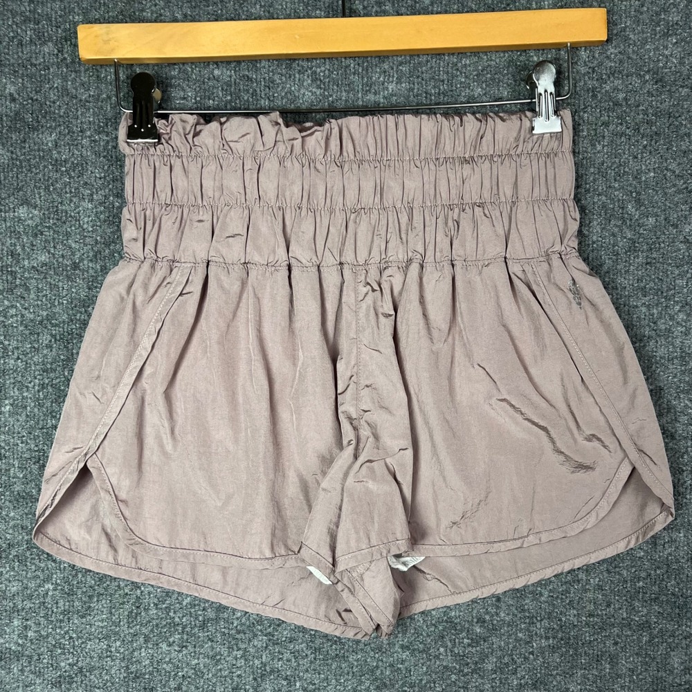 Free People FP Movement The Way Home Shorts Medium Mauve Smocked